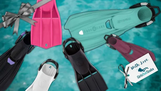 Collage of scuba diving fins which are ideal as Christmas gifts for scuba divers