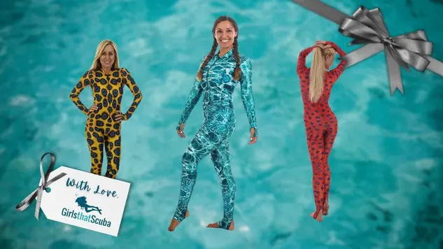 Collage of SlipIns colourful dive skins as a gift for scuba divers
