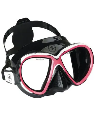 Black scuba diving mask with pink detail