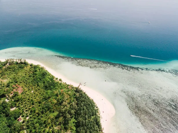 Drone image of a popular scuba diving beach in Costa Rica