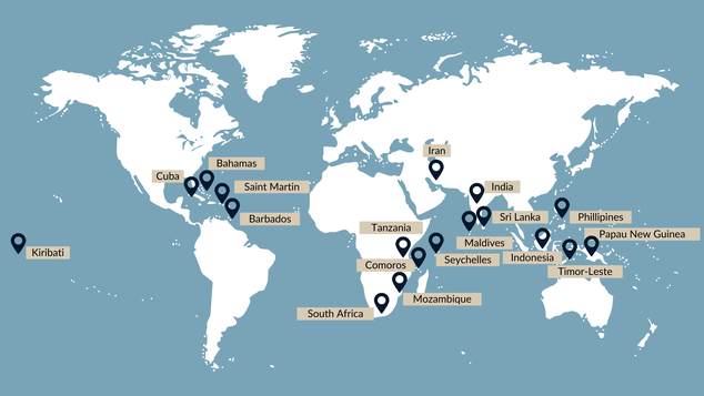 Map showing areas where women don’t engage with the ocean as much as men