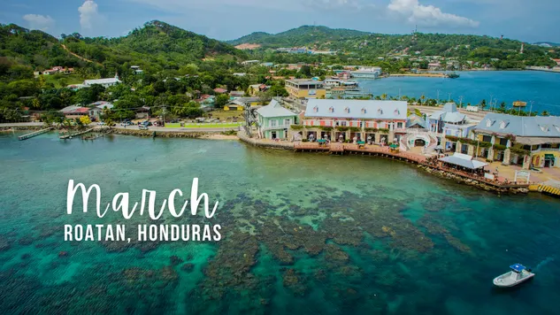 A jetty on popular scuba diving island Roatan Honduras