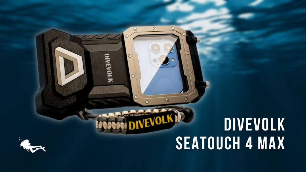 DIVEVOLK underwater smartphone housing against an ocean background
